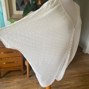 Sheer White Cotton Caftan Bohemian Gauzelike Patterned Fabric